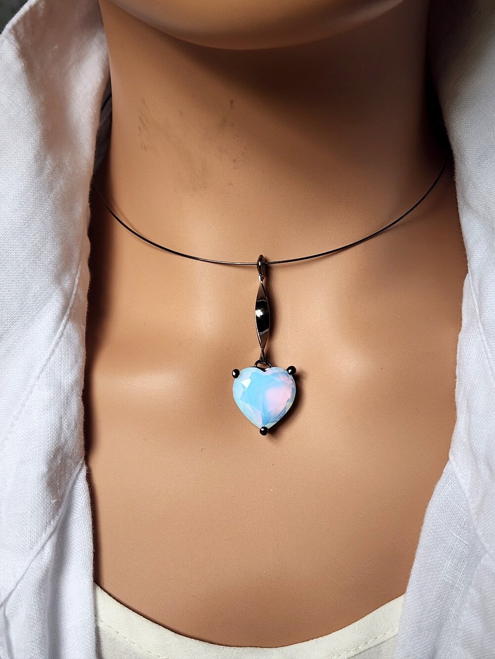 Lightweight Silver Moostone Hypoallergic Minimalist Swarovski Elements Crystal
